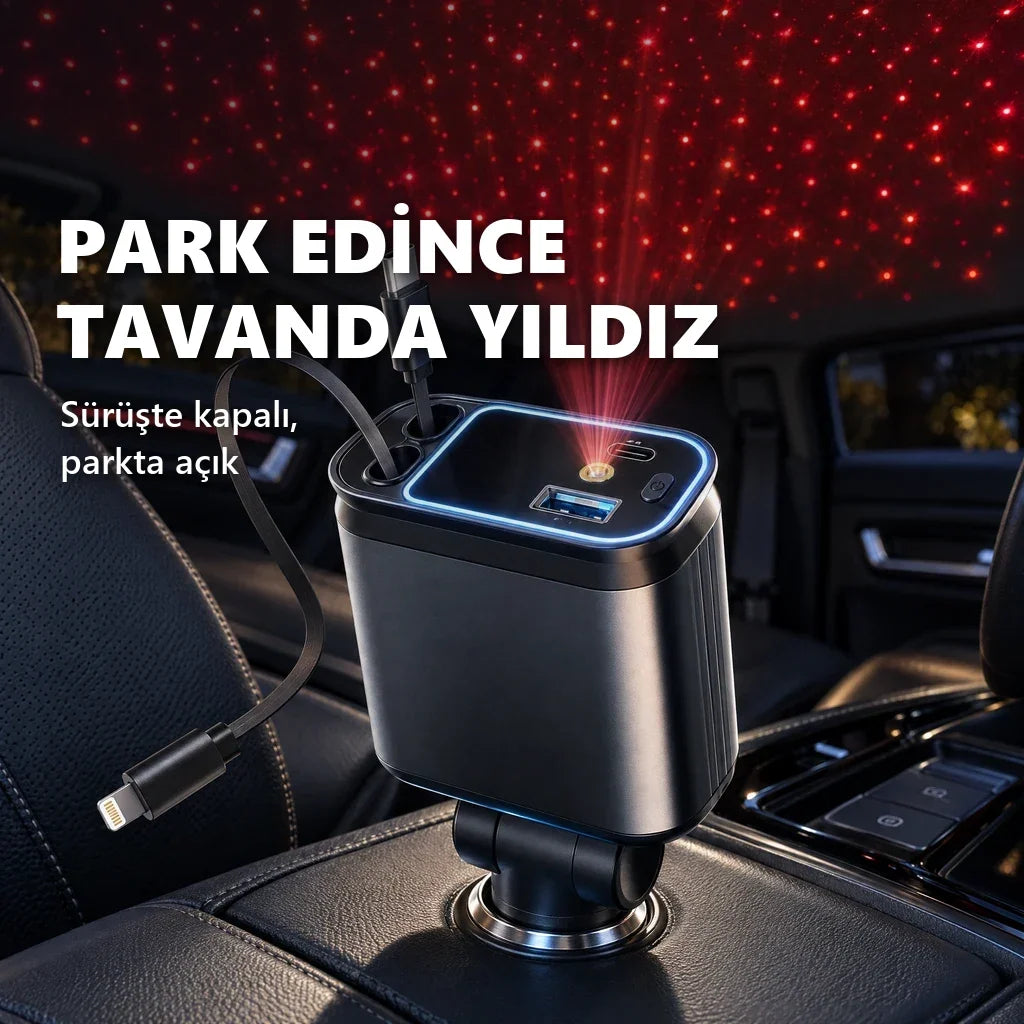 Yıldızlı makaralı araç şarjı kare 5