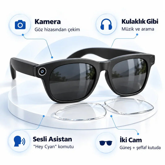 Kameralı akıllı gözlük kare 2