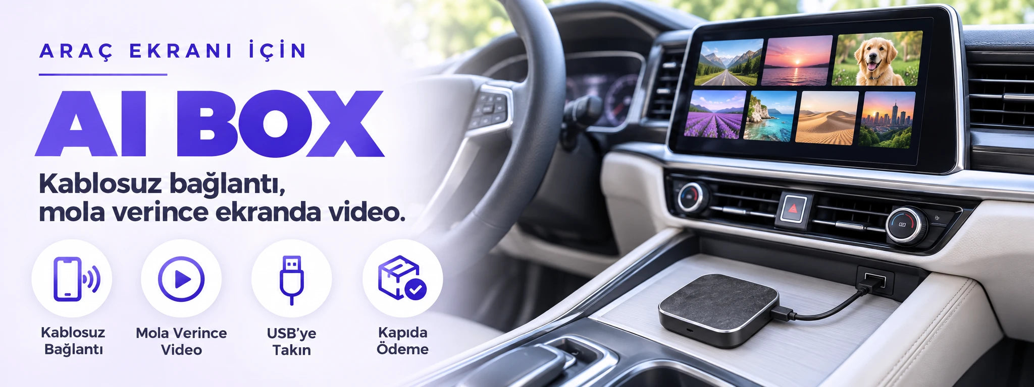 AI Box: arabanızın ekranına kablosuz bağlantı, mola verince video