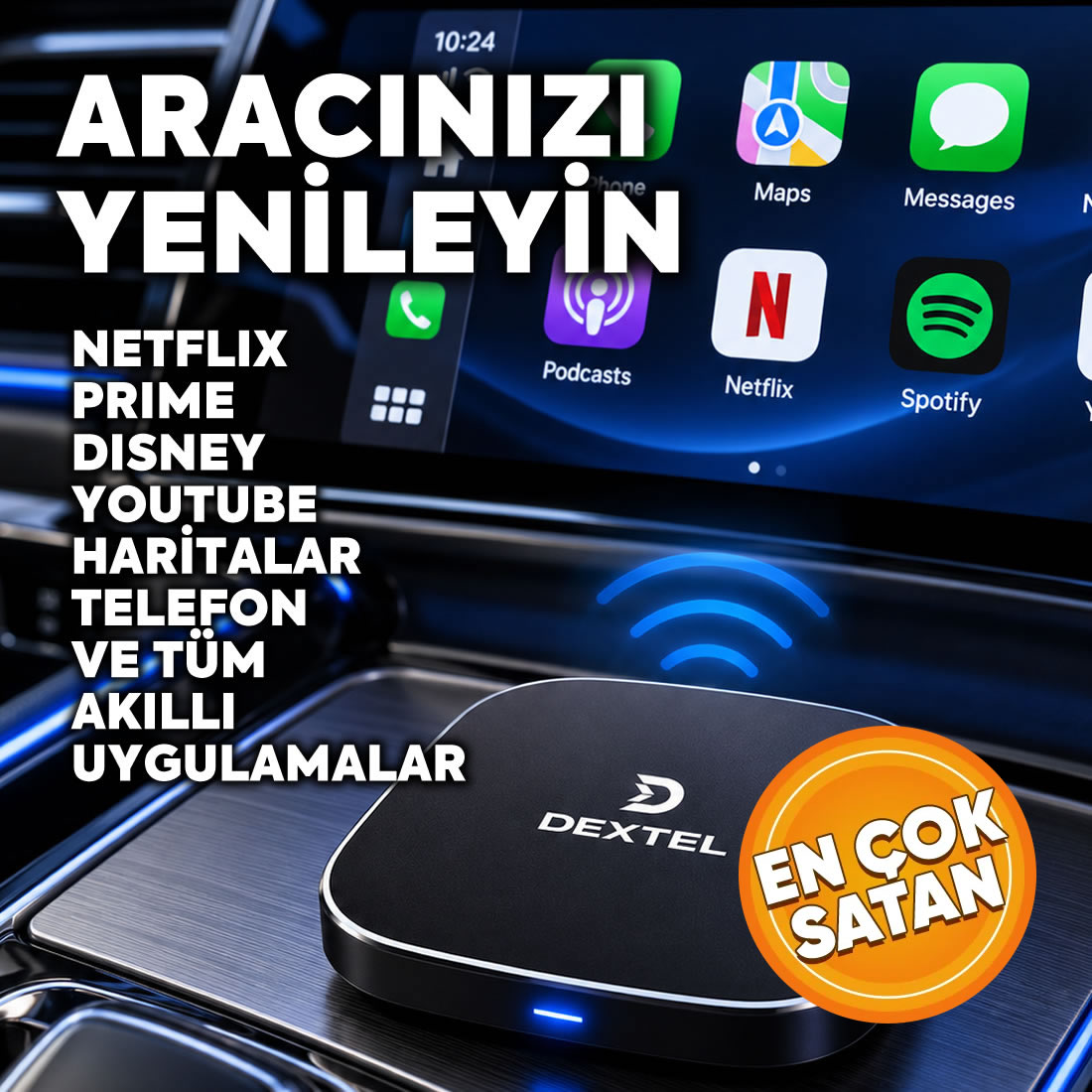 AI Box · Arabanızın Ekranına Kablosuz Bağlantı ve Uygulamalar