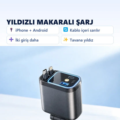 Yıldızlı makaralı araç şarjı kare 1