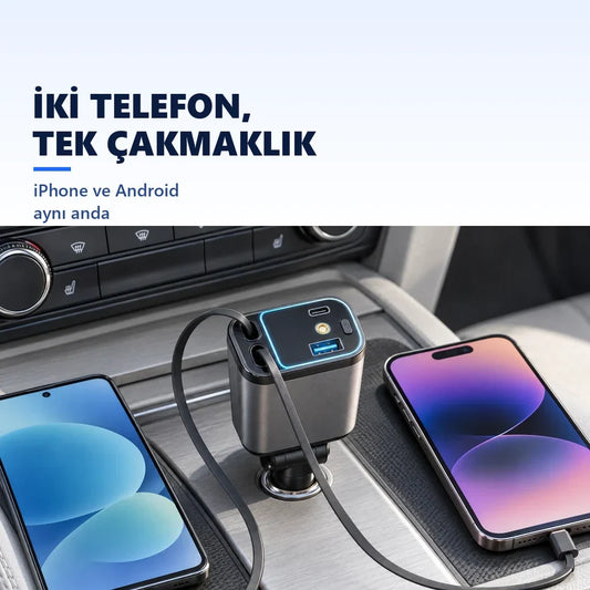 Yıldızlı makaralı araç şarjı kare 2