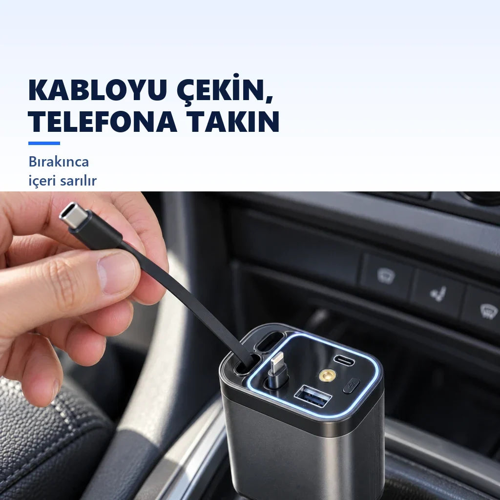 Yıldızlı makaralı araç şarjı kare 3