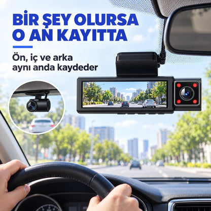 Üç kameralı araç kamerası kare 3