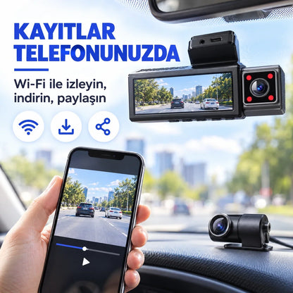Üç kameralı araç kamerası kare 4
