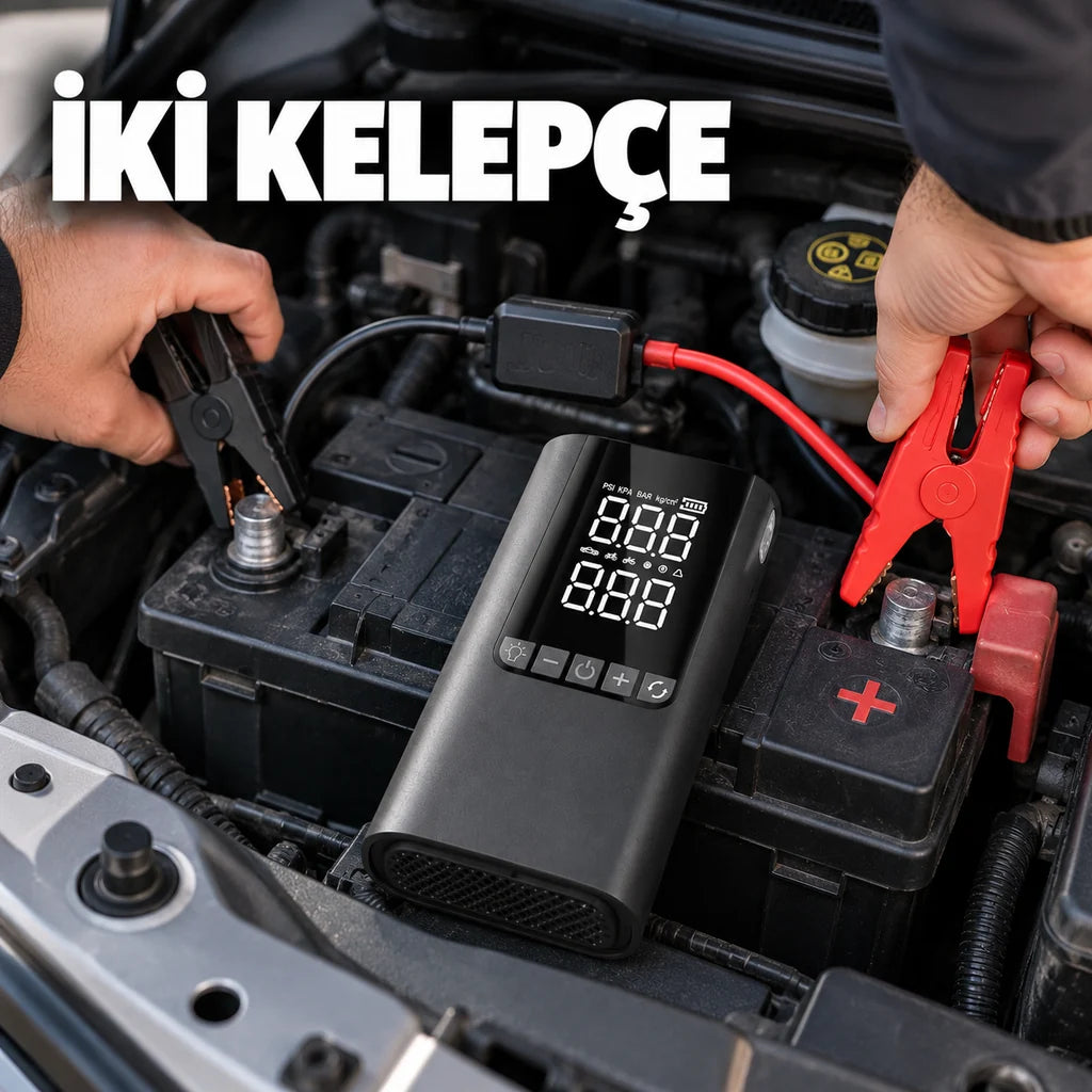 Kablosuz akü takviye ve lastik şişirici