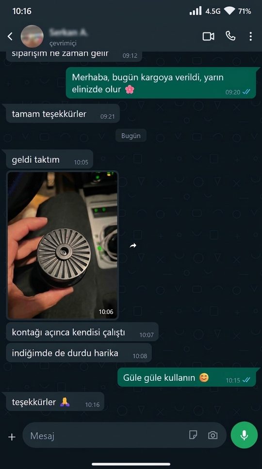 Müşteri WhatsApp mesajı 1
